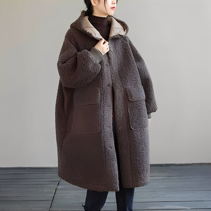 Nydia - Manteau chaud en laine avec capuche pour femmes