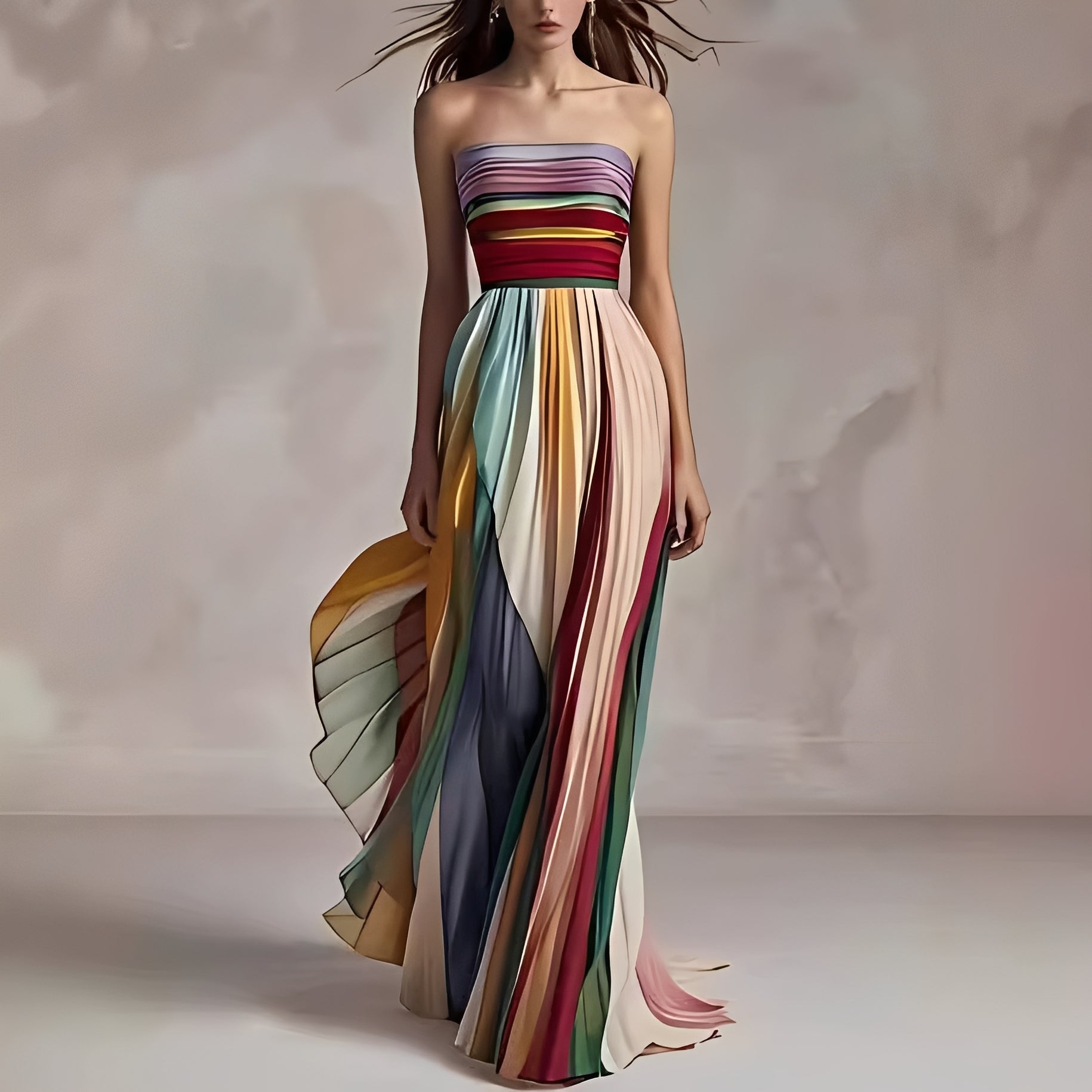 Amelia - Robe maxi swing colorée pour femmes