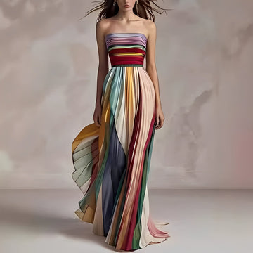 Amelia - Robe maxi swing colorée pour femmes