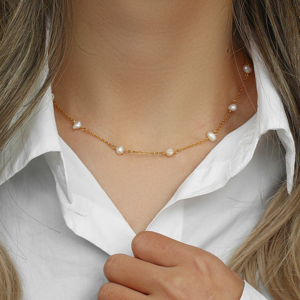 Collier de perles d'or - Collier quotidien
