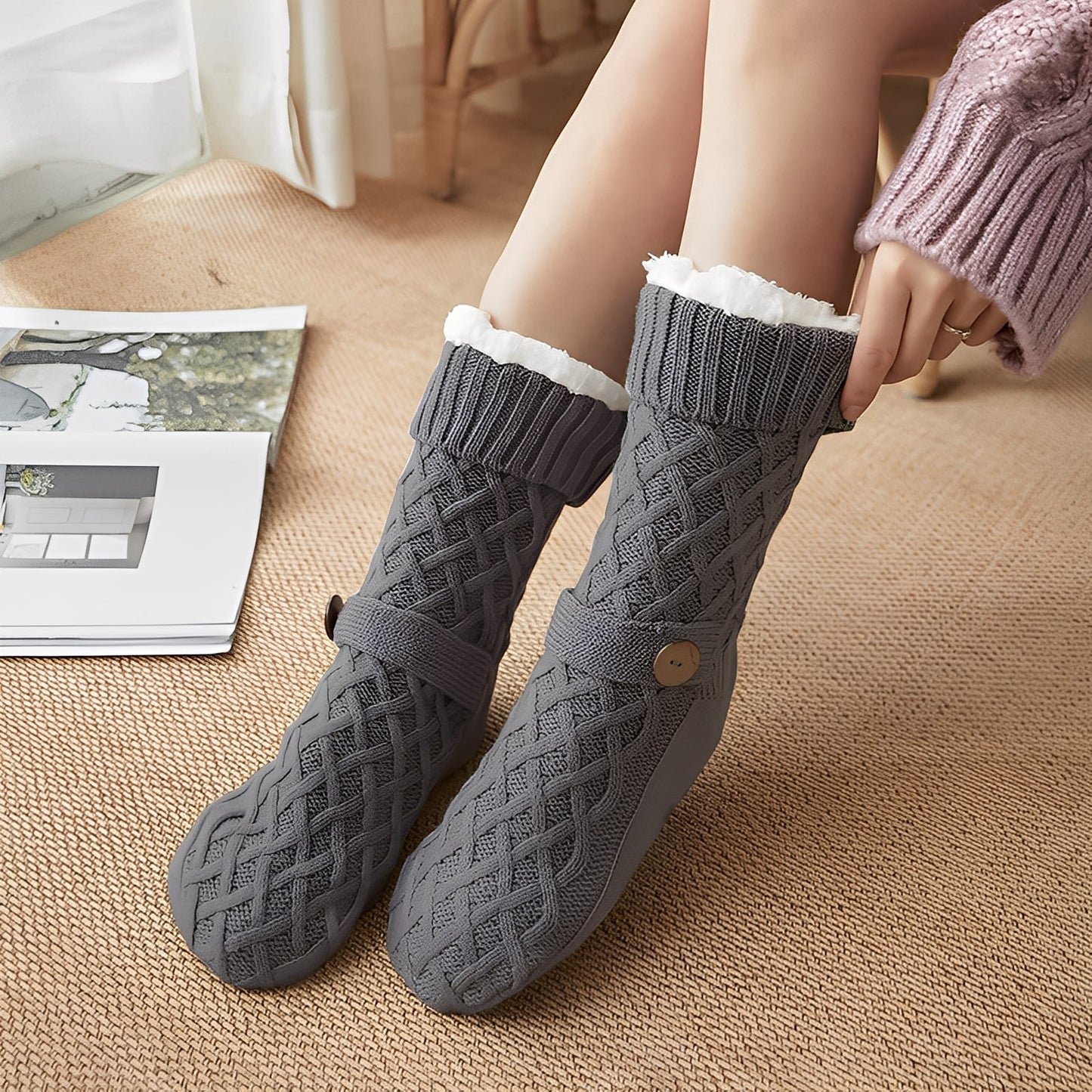 Lavina - Chaussettes élégantes en laine avec intérieur polaire pour femmes