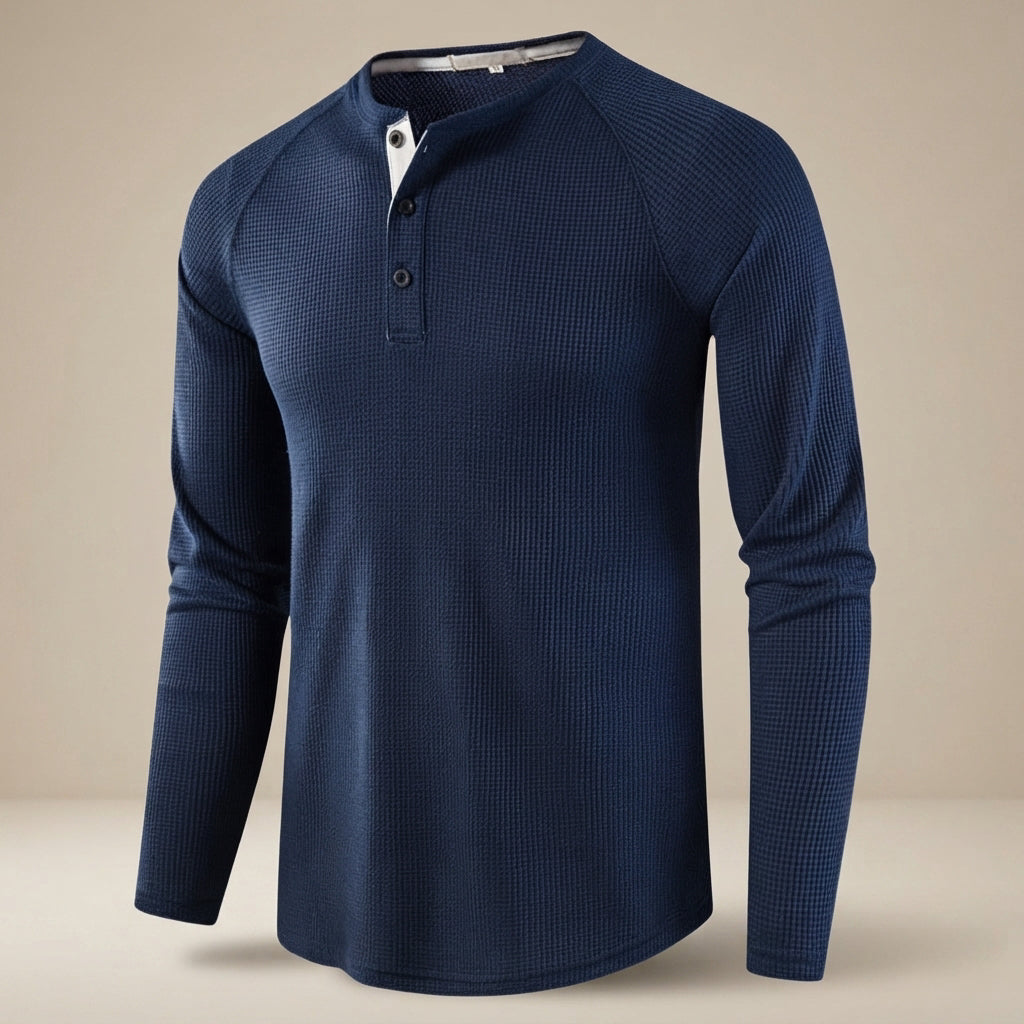 Teifion - Chemise Henley Classique en Nid d'Abeille