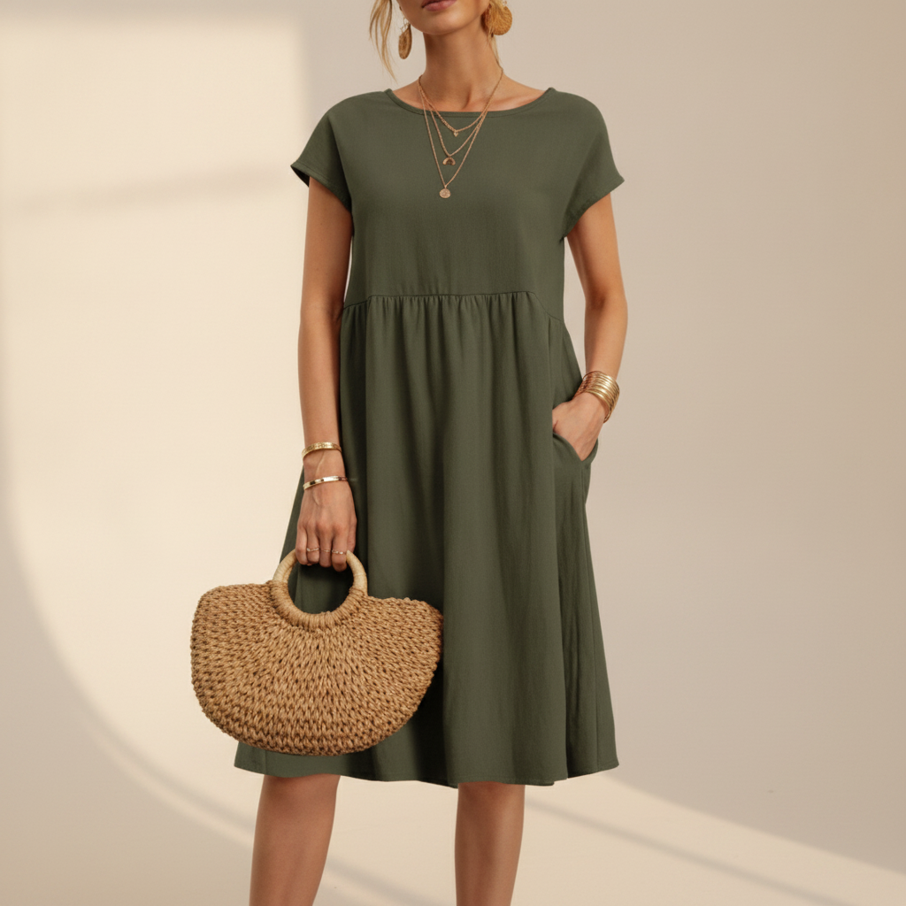 Nubia - Robe Midi Élégante à Col Rond