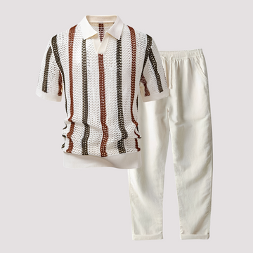 Richards - Ensemble Polo Rayé Confortable avec Pantalon