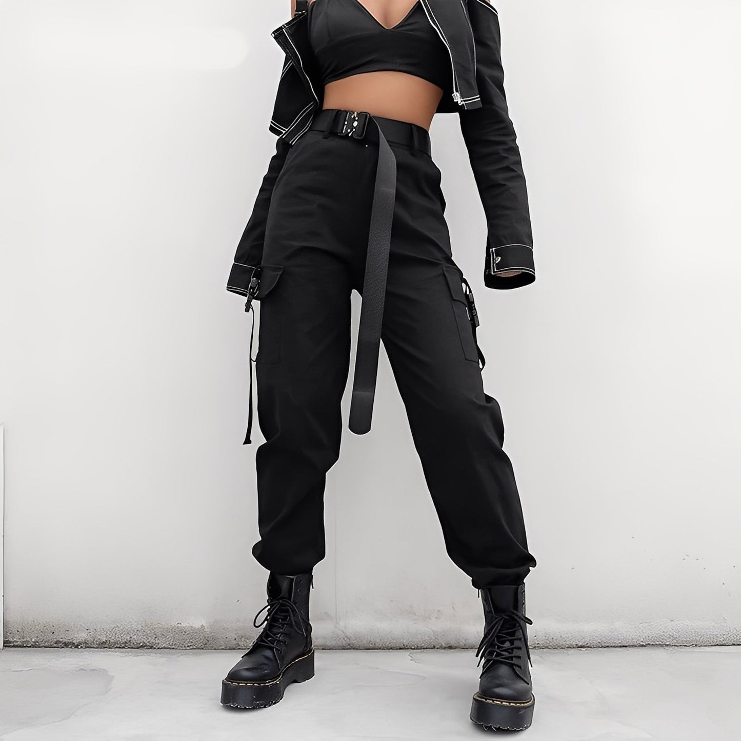 Clotilde - Hohe elastische Bundhose mit Seitentaschen für Damen