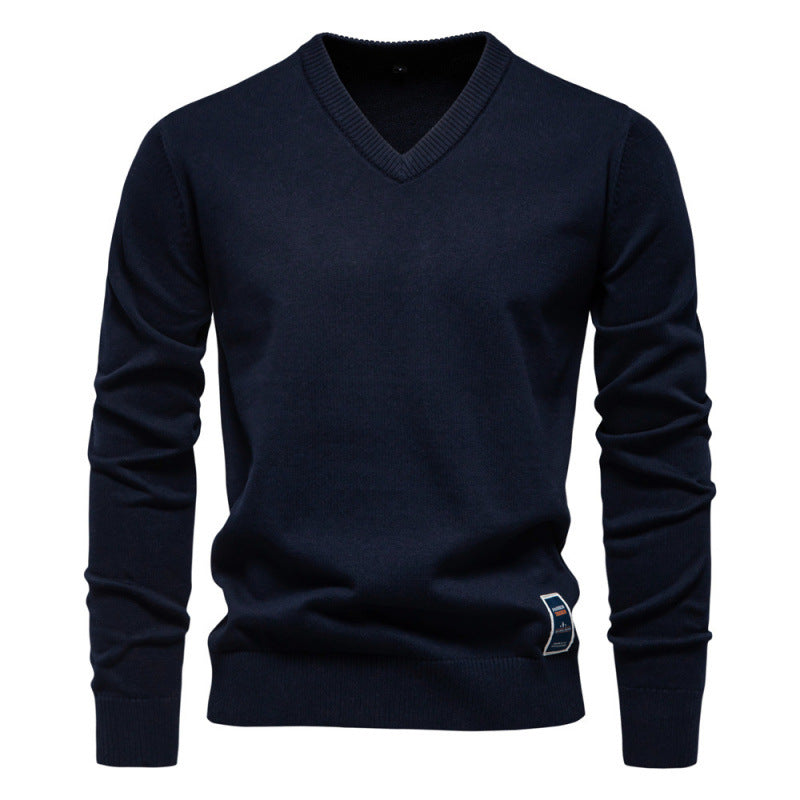Josh - Elegant men's sweater with V-neck collar