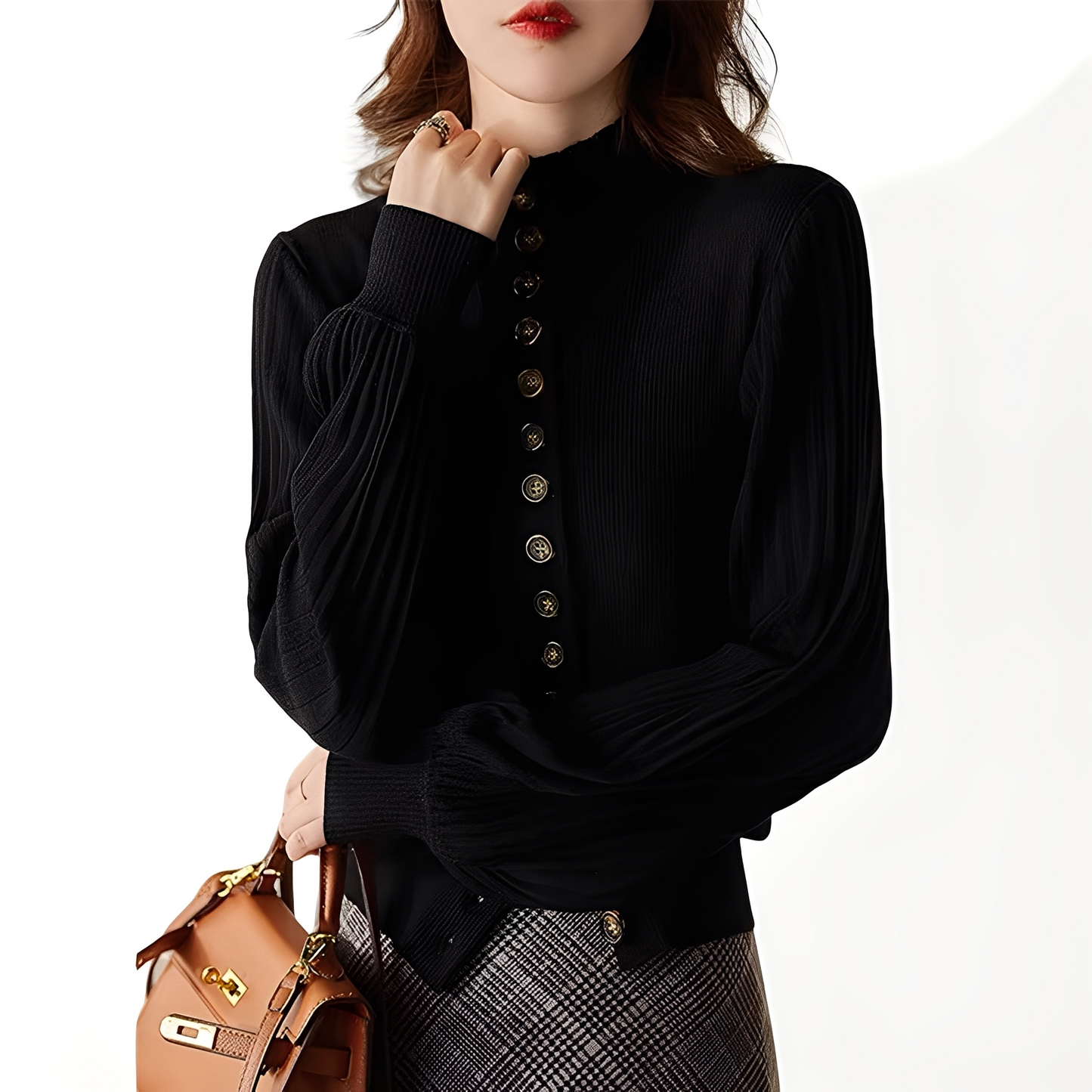 Adelyn - Pull-over décontracté pour femmes avec manches bouffantes