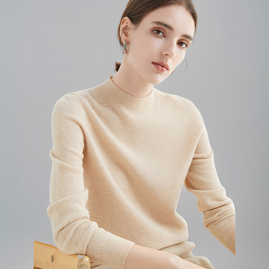 Chrystellene - Soft cashmere sweater with a turtleneck for women