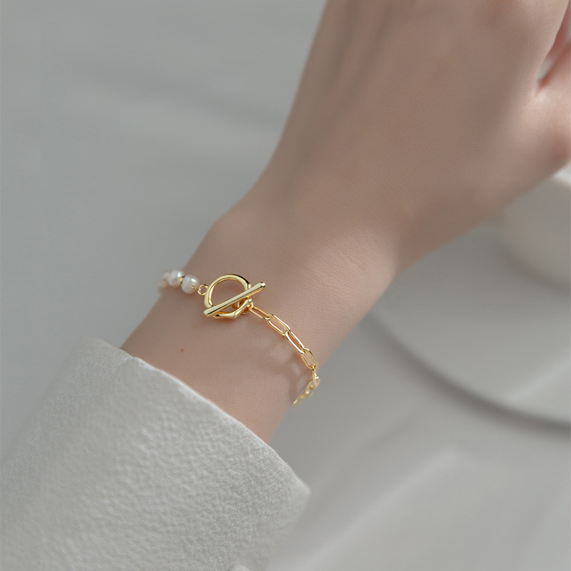 Bracelet de perles à moitié - Bracelet de perles moitié et moitié