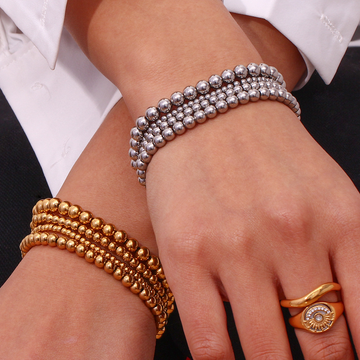 Crea - Bracelet de mode empilable métallique doré (4mm)