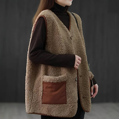 Evelyn - dicker und modischer Mantel mit Taschen für Damen