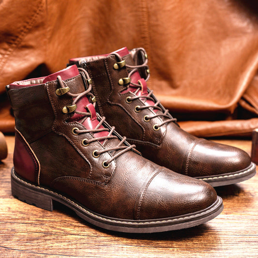 Louis - Bottes rétro en cuir avec zip pour hommes