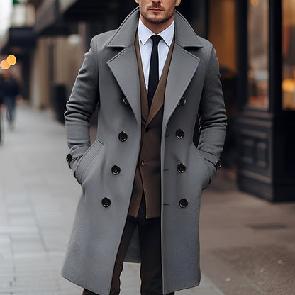 James - Elegant double-breasted wool coat for men