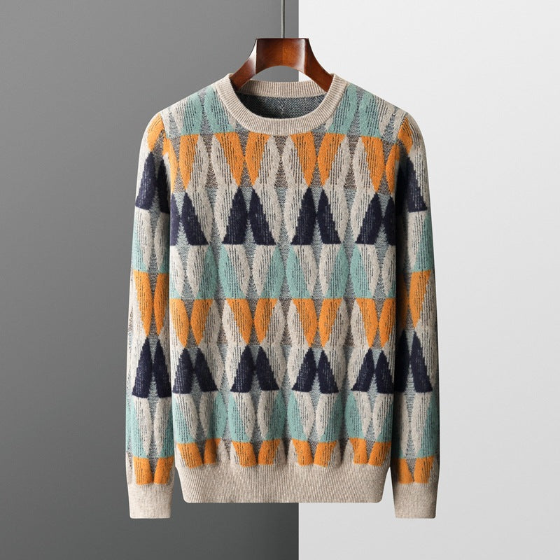 Hank - Elegant sweater with geometric pattern for men