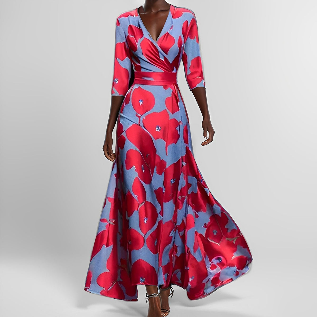 Delores - Robe maxi à motif floral et manches longues
