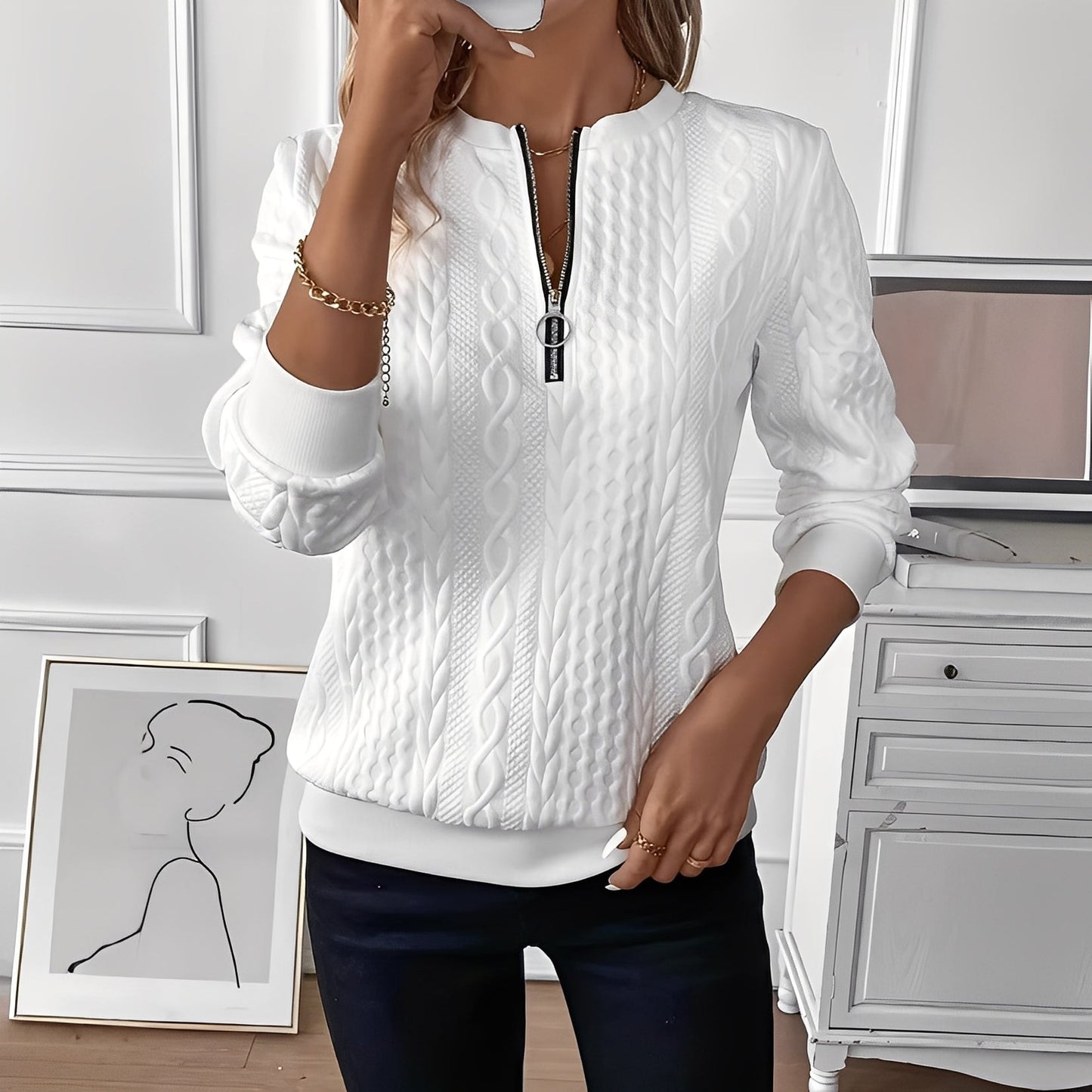 Chesley - Pull en maille élégant avec zip pour femmes