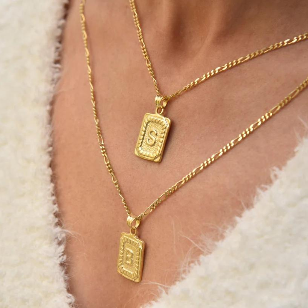 Collier de Initial Vintage - Collier de lettre personnalisée avec lettre