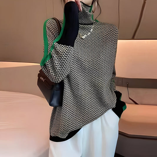 Roxanna - Pull décontracté à rayures, coupe ample pour femmes