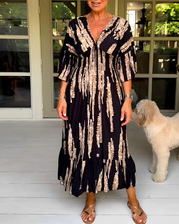 Esperanza - Robe mi-longue chic à col en V