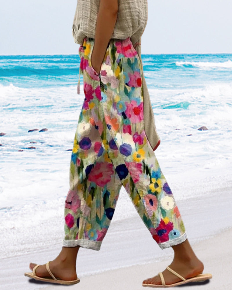 Selma – Pantalon large à motifs floraux stylisés