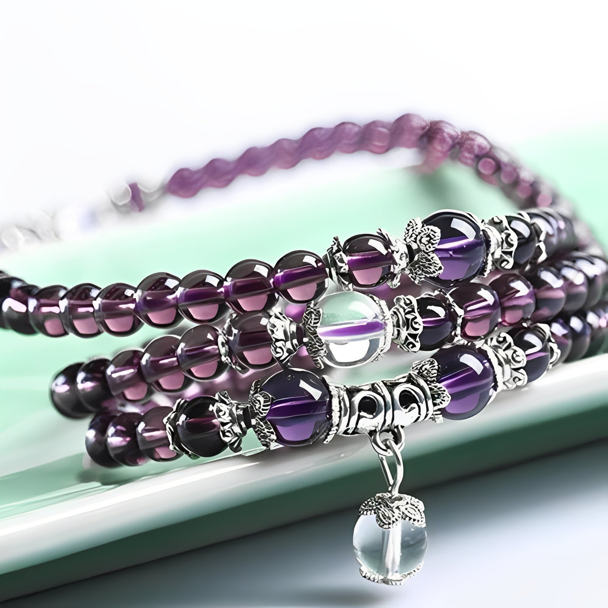 Mia – Bracelet et collier spirituel en améthyste