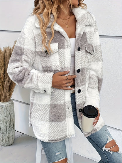 Julie - Veste chaude en polaire à carreaux pour femmes