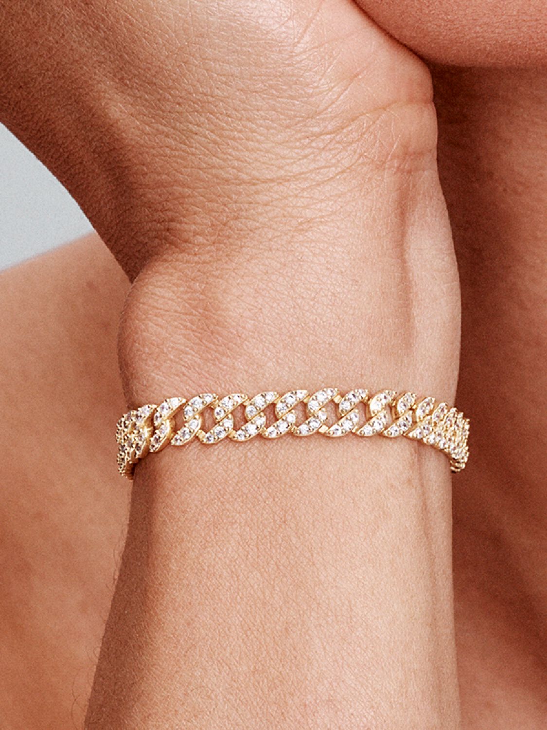 Soraya – Bracelet chaîne cubaine de moissanite or 18K