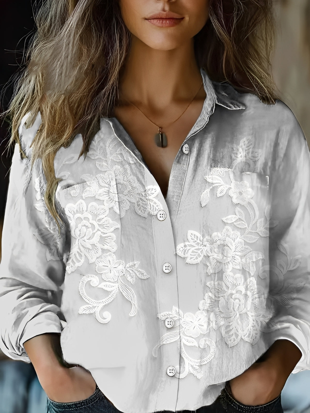 Jasmin - Blouse colorée à manches longues