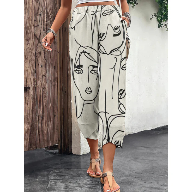 Regina - Pantalon en lin léger à motif pour femmes