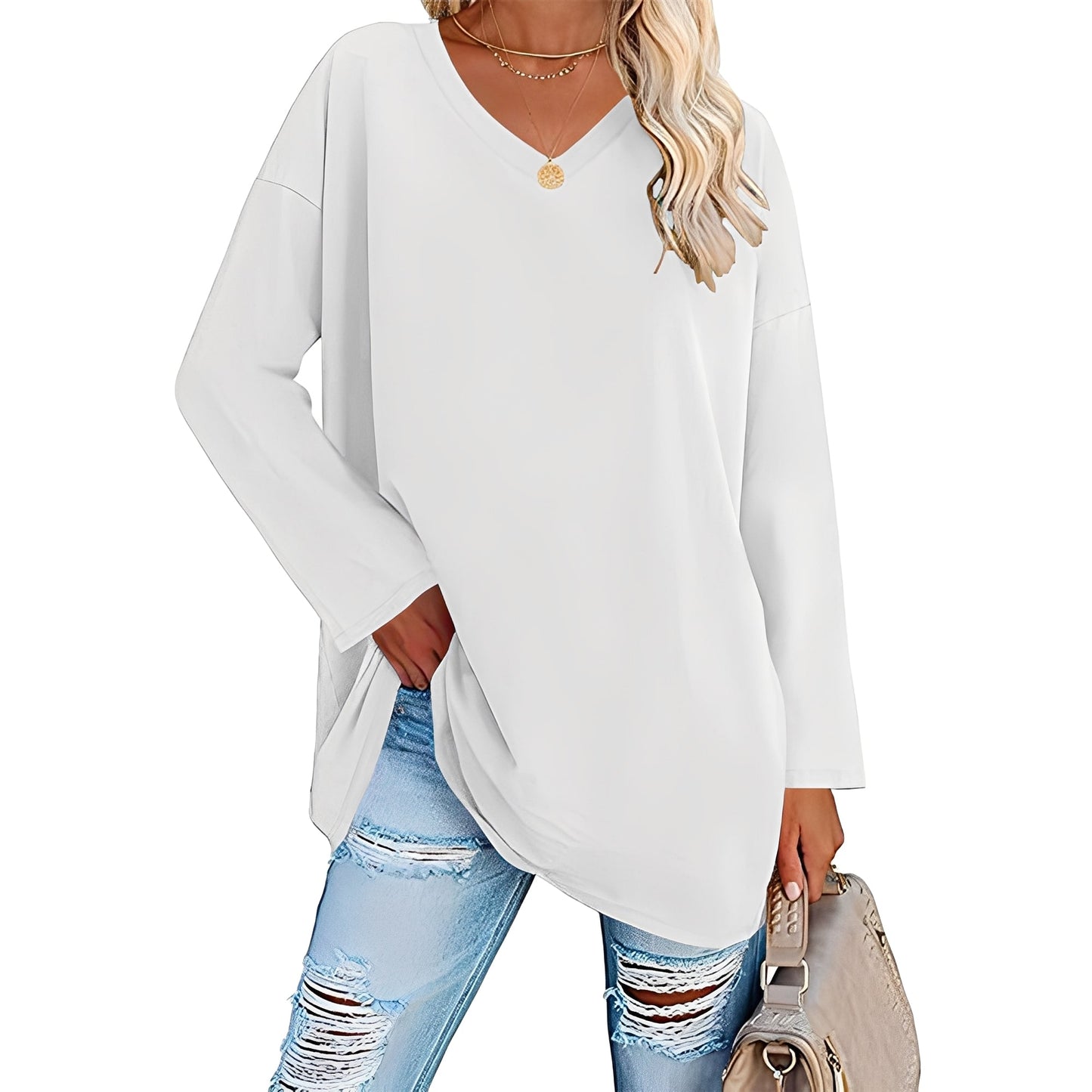 Laëtitia - Loose and elegant long-sleeved blouse for women