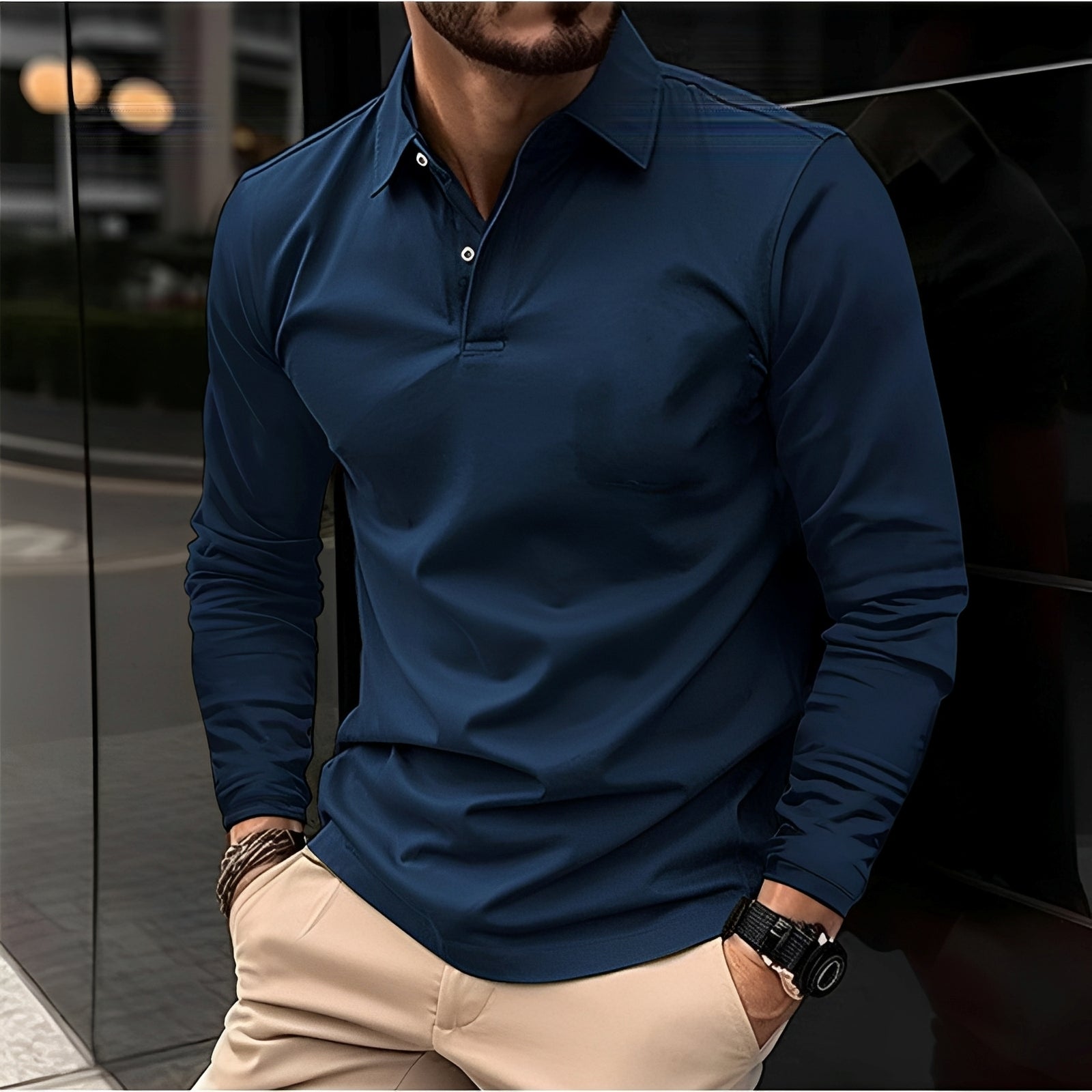 Conner – Polo à manches longues pour hommes – Décontracté et confortable