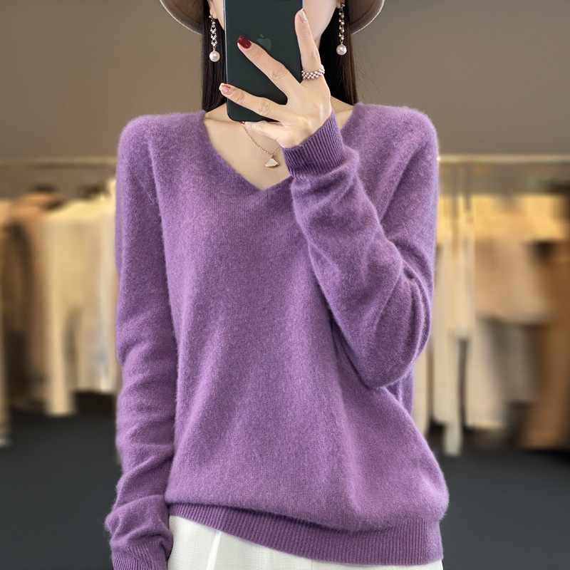 Eliana - Pull chaud à col en V et coupe ample