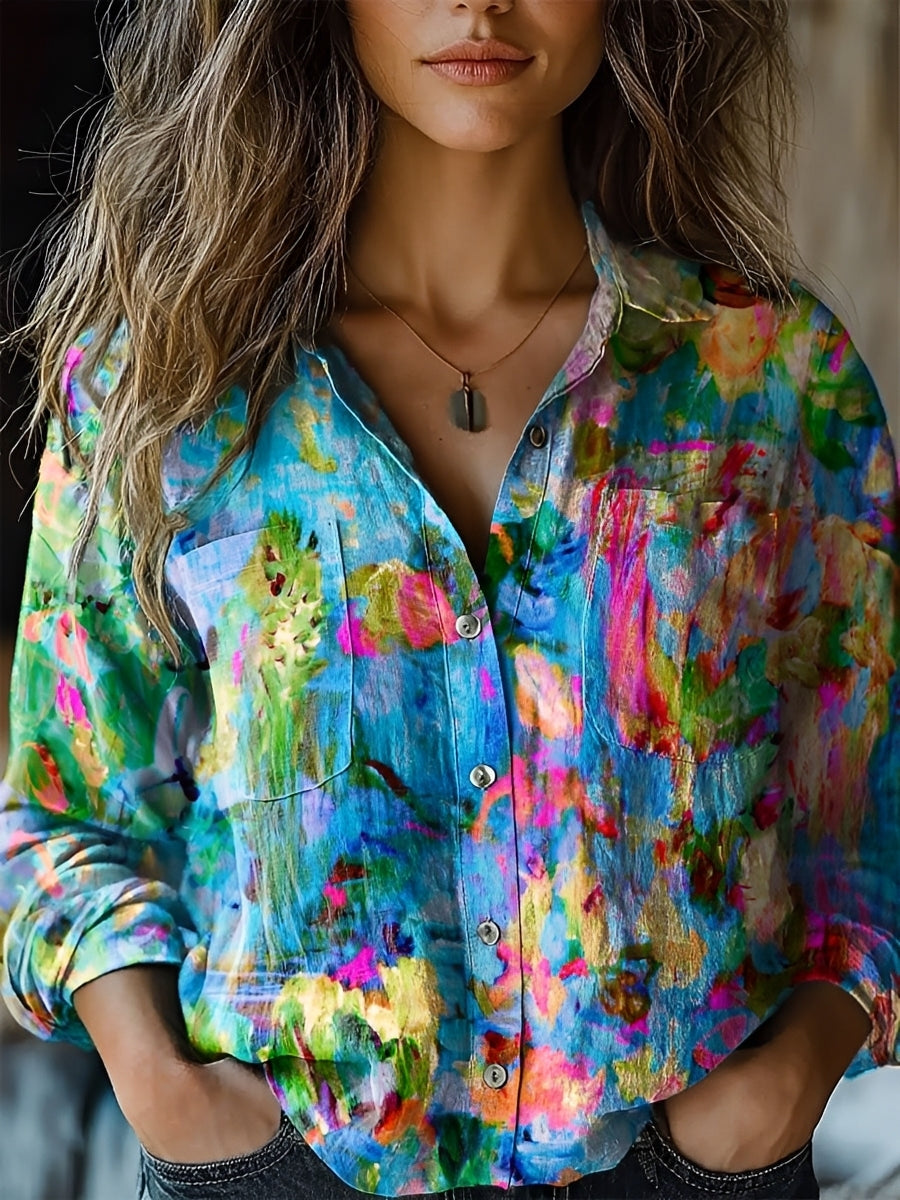Jasmin - Blouse colorée à manches longues