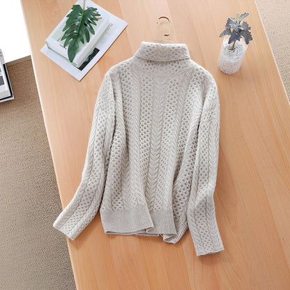 Hyacinth - Warm wool sweater with turtleneck for women