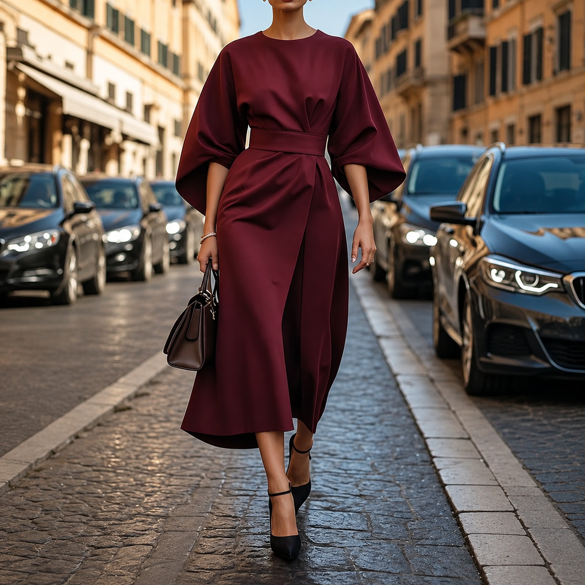 Clare - Maxi Robe avec Cordon de Taille
