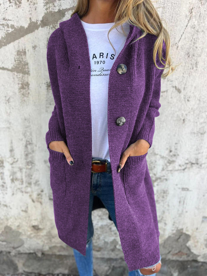 Halima - Gilet-femme - Long et à capuche