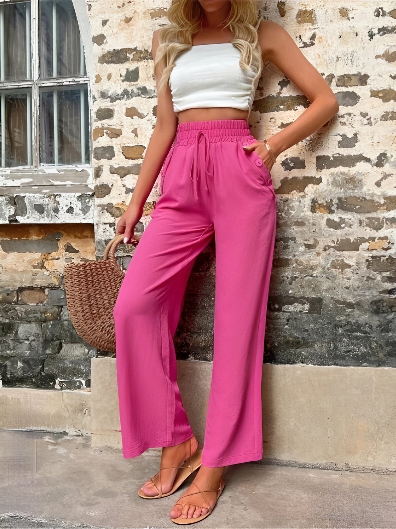 Allie - Pantalon élégant, ample et taille haute pour femmes