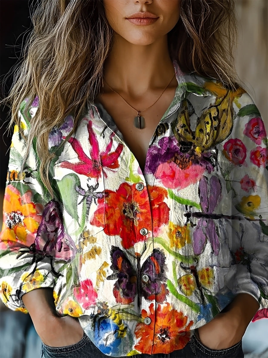 Jasmin - Blouse colorée à manches longues