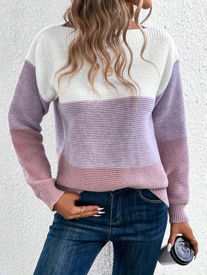 Muriel - Pull chic à rayures trois couleurs pour femmes