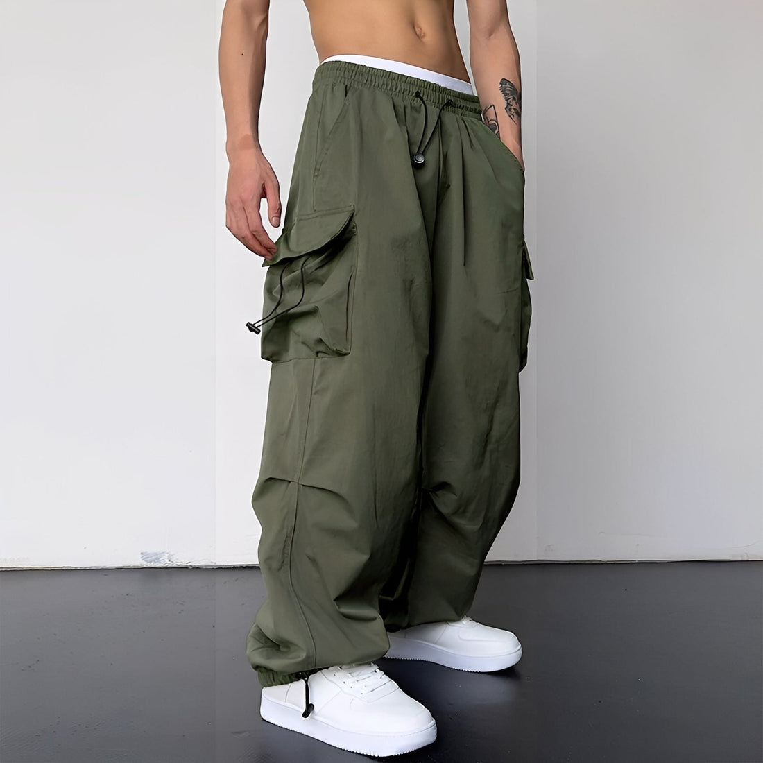 Kaleb - Pantalon cargo tendance à jambes larges