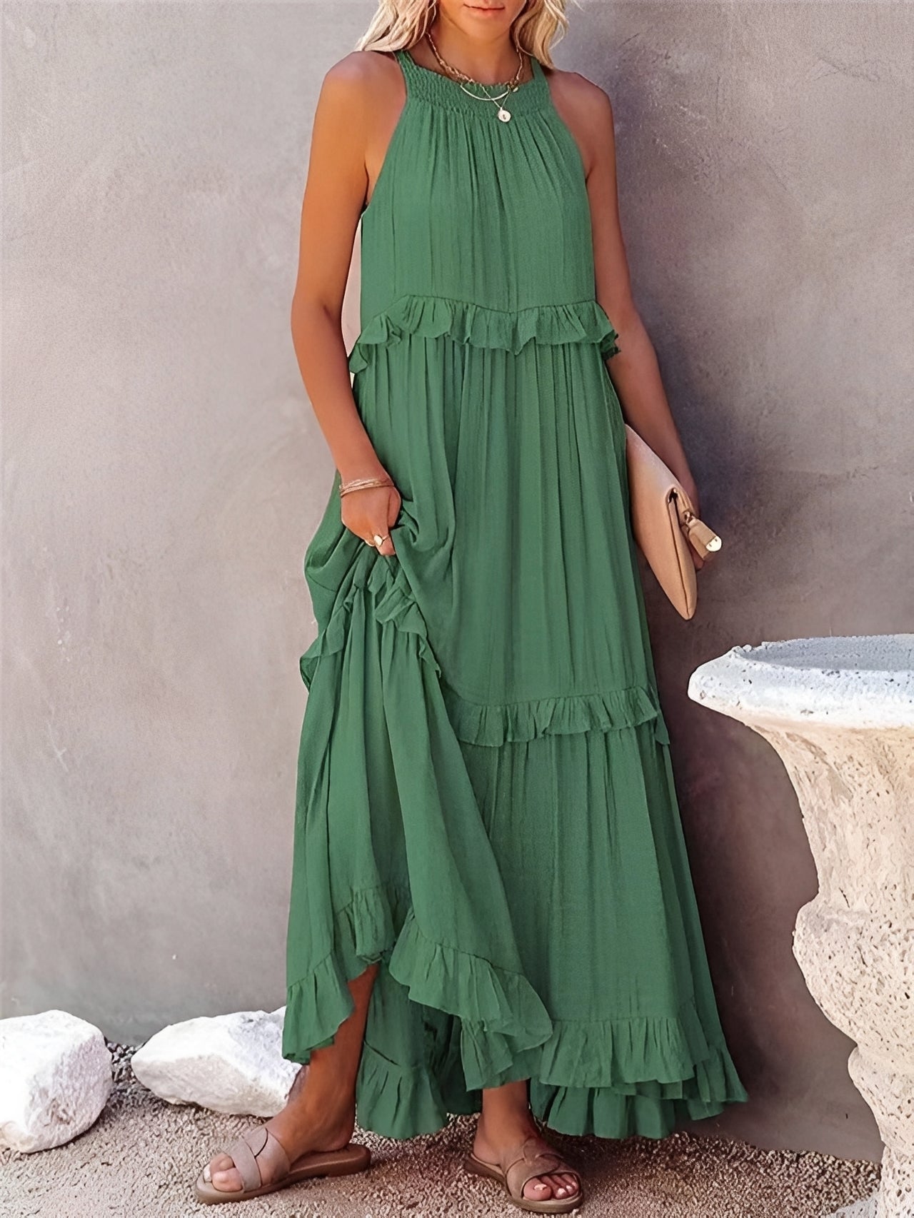 Zanna - Robe élégante sans manches à volants pour femmes