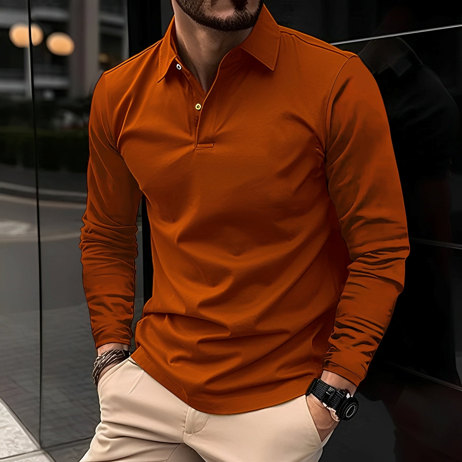 Conner – Polo à manches longues pour hommes – Décontracté et confortable