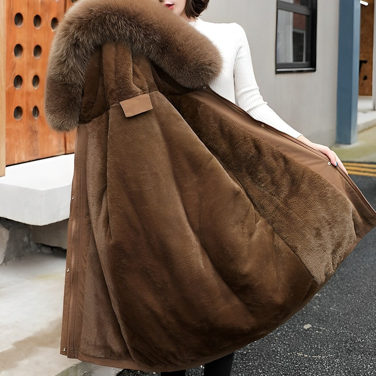 Leone - Parka-femme - Col fourrure, doublure laine