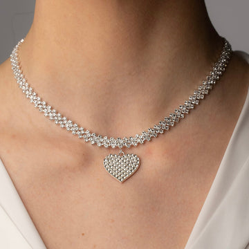 Incrustations de zircon - Collier de tennis double