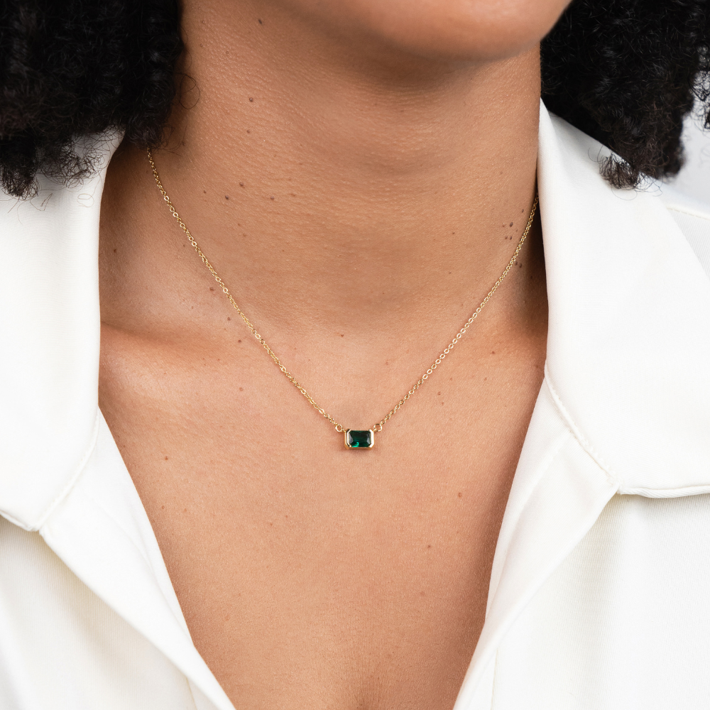 Moni – Collier en émeraude verte