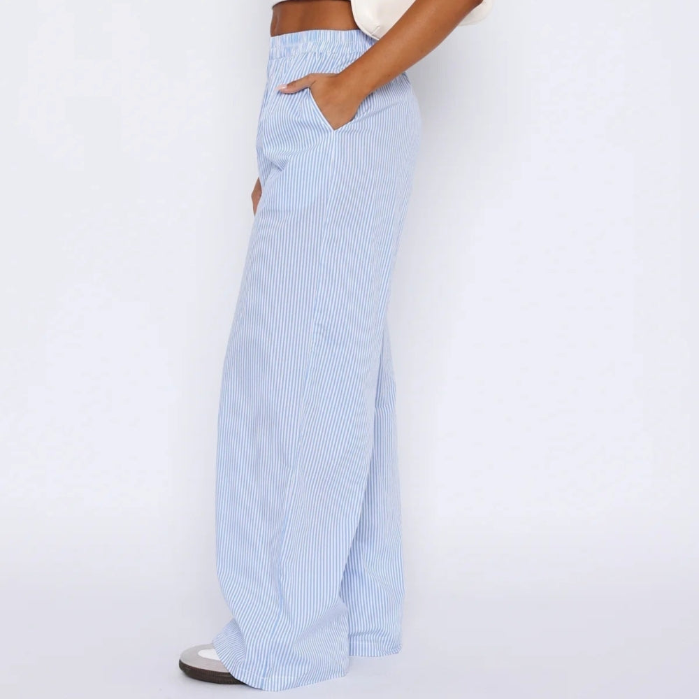 Elis – Pantalons Femme à Taille Haute et Jambe Large