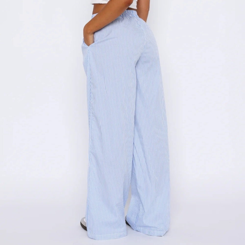 Elis – Pantalons Femme à Taille Haute et Jambe Large