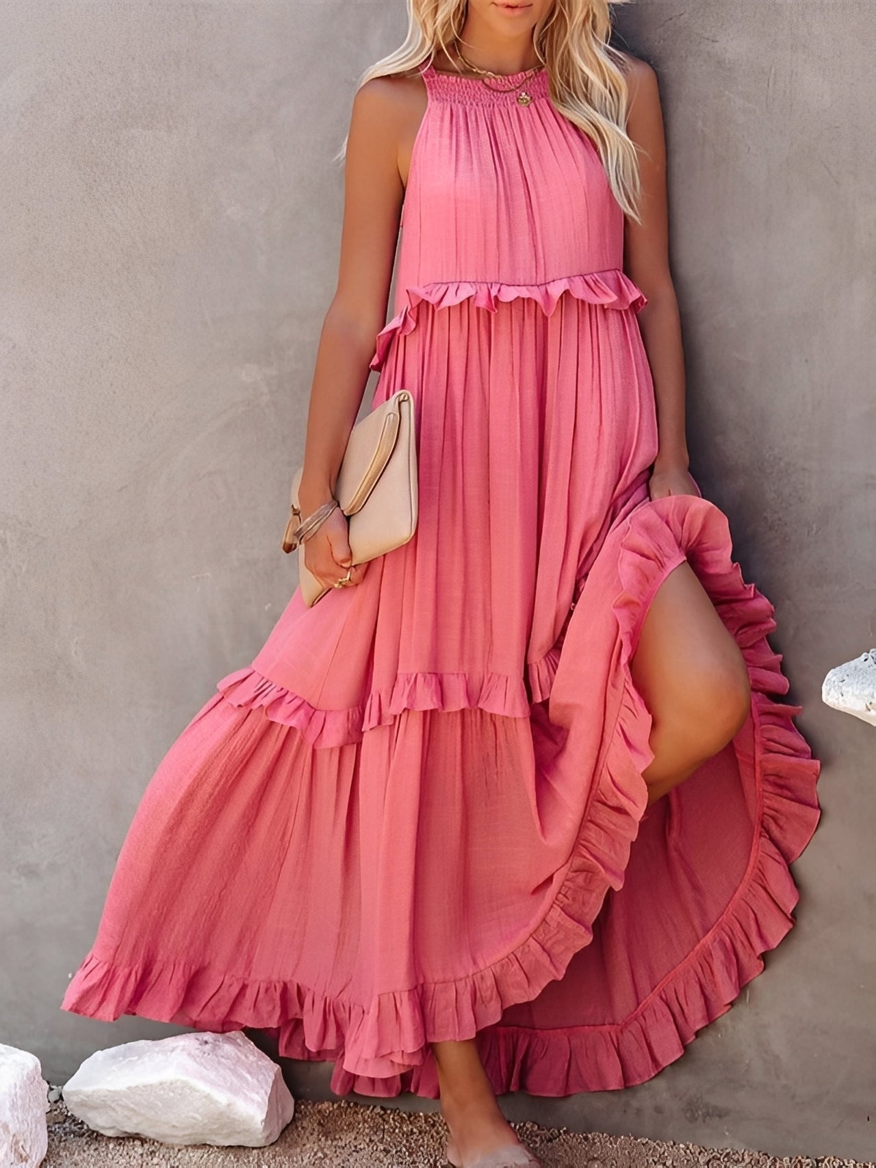 Zanna - Robe élégante sans manches à volants pour femmes