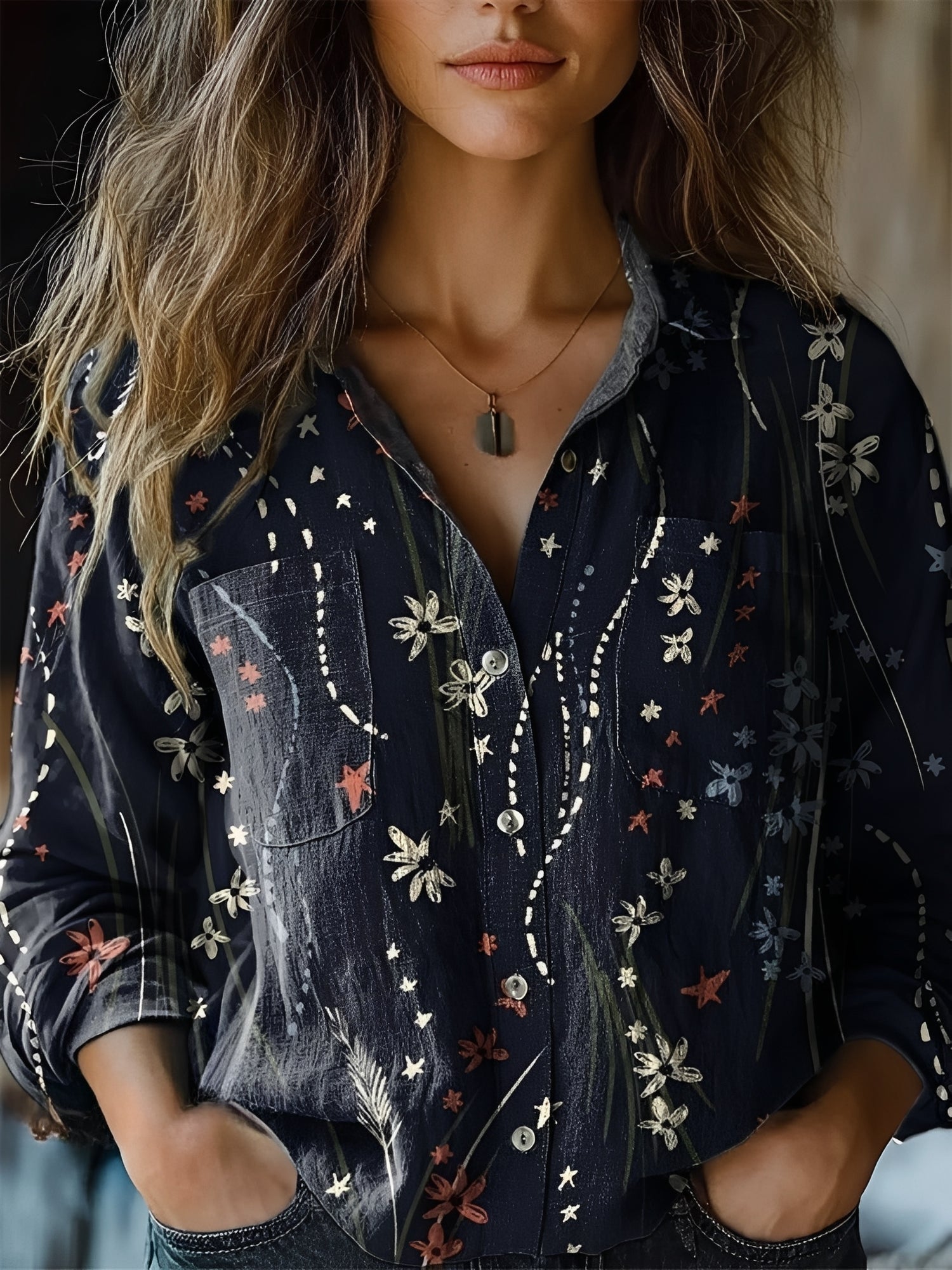 Jasmin - Blouse colorée à manches longues