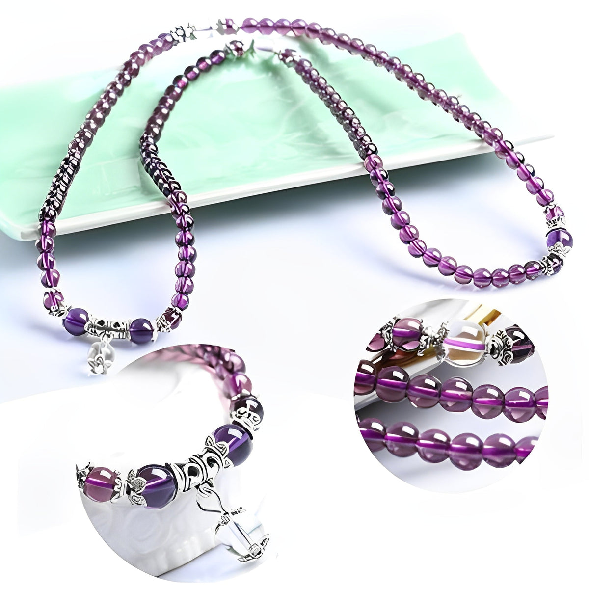 Mia – Bracelet et collier spirituel en améthyste
